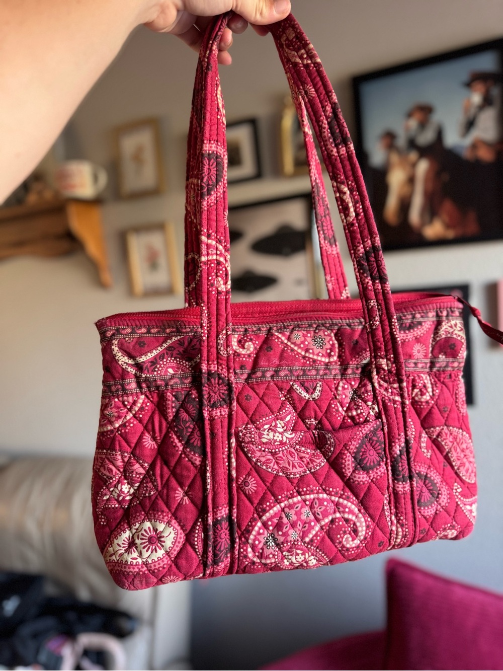 Vera Bradley Quilted Paisley Tote - Berry Red